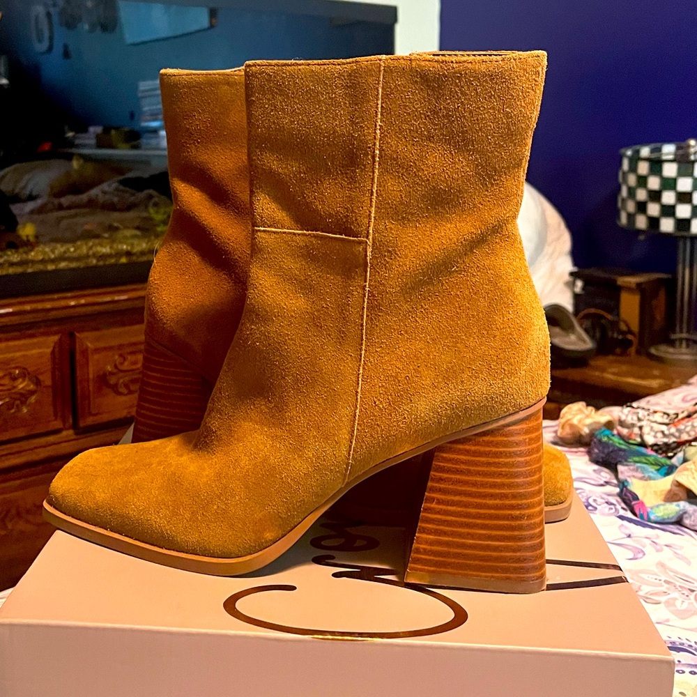 Brown suede boots